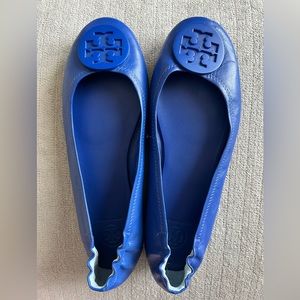 Authentic Tory Burch Minnie Travel Ballerina Flat, Jelly Blue- Size 10